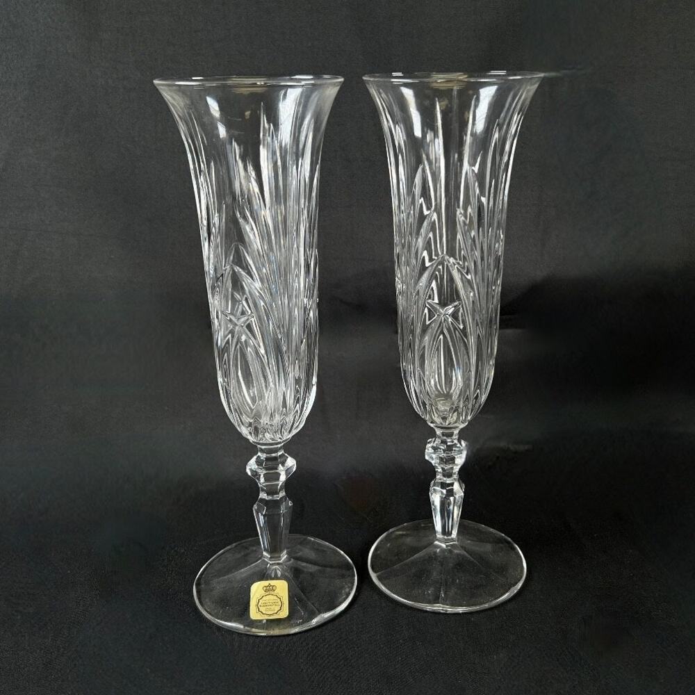 2X Vintage Bleikristall 24% Lead Crystal GERMAN glass clear cup wineglass